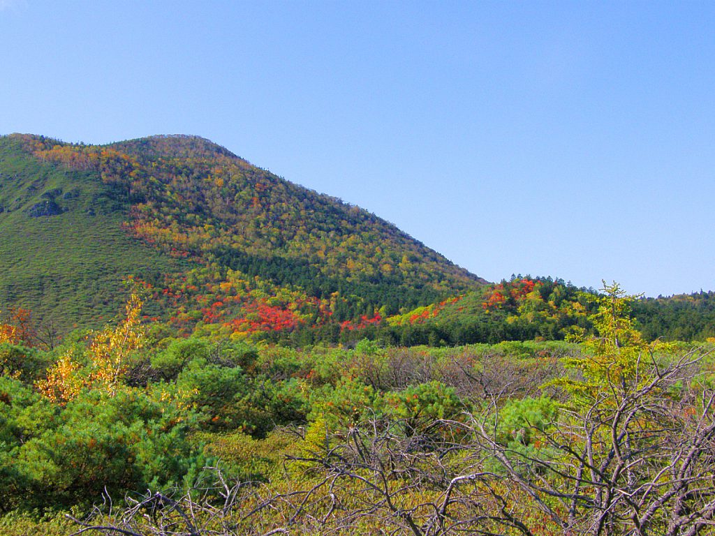 硫黄山の紅葉